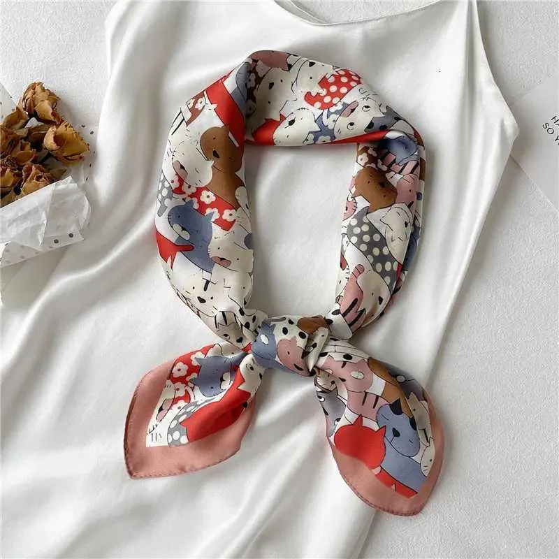 2025 Seidenschal Print Kopftuch Katze Haar Wrap Halstuch Weibliche Satin Quadrat Schal Für Frauen Stirnband Foulard Hijab_voghion.com