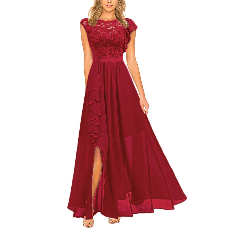 European and American hot style dress evening dress lace style high waist long skirt_voghion.com