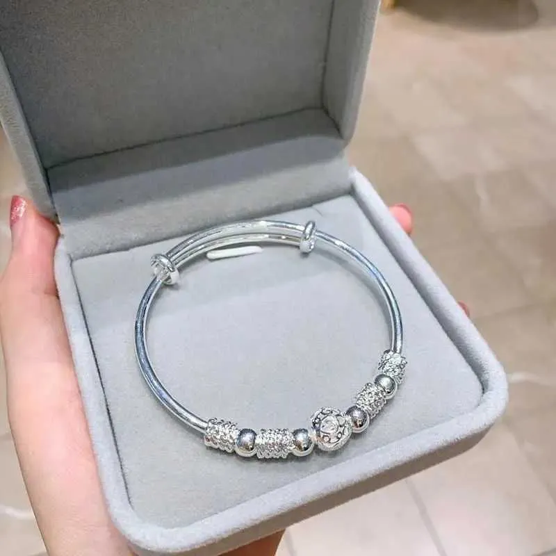 Beaded Bangle Bracelet For Women Sterling Silver Wedding Jewellery_voghion.com