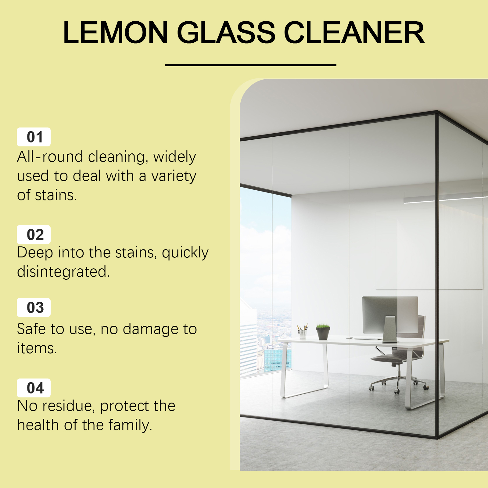 Jaysuing Lemon Flavored Glass Decontaminating Cleaner Cleans Glass Stains Dust And Descaling Household Cleaner_voghion.com