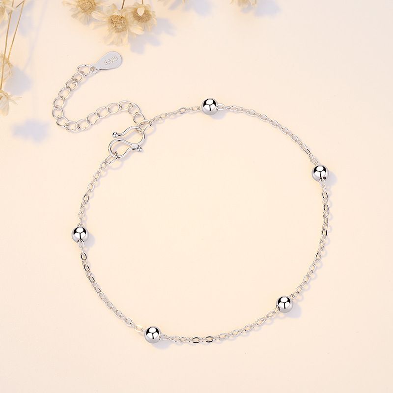 Sier Armband Einfache 5 Perlenkette Modischer koreanischer Stil Frischer Student Weiblicher Handschmuck_voghion.com