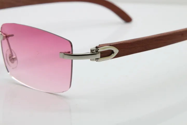 Rimless Wood Frame Men Sunglasses For Driving And Outdoors_voghion.com