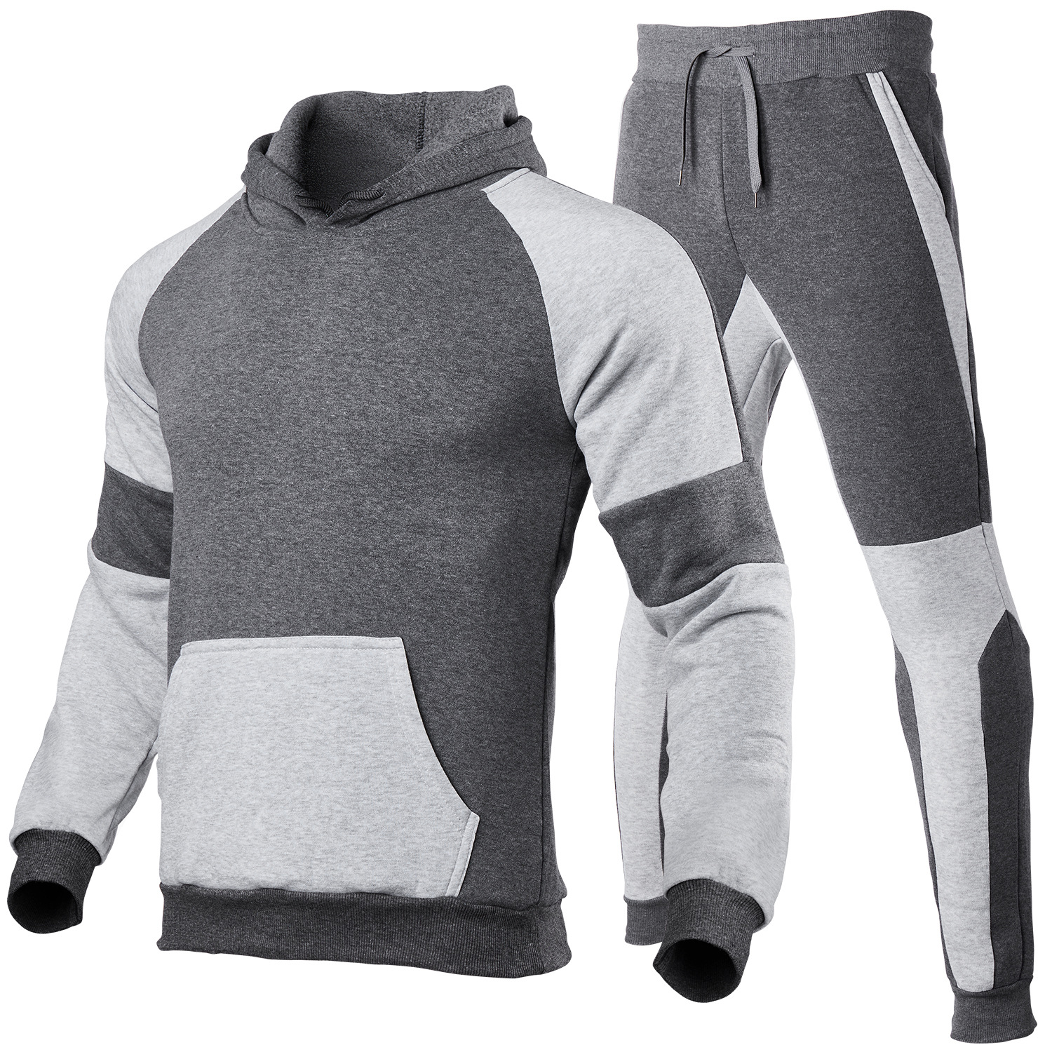 Men's Colour Block Hoodie Set Patchwork Men's Fashion Loungewear_voghion.com