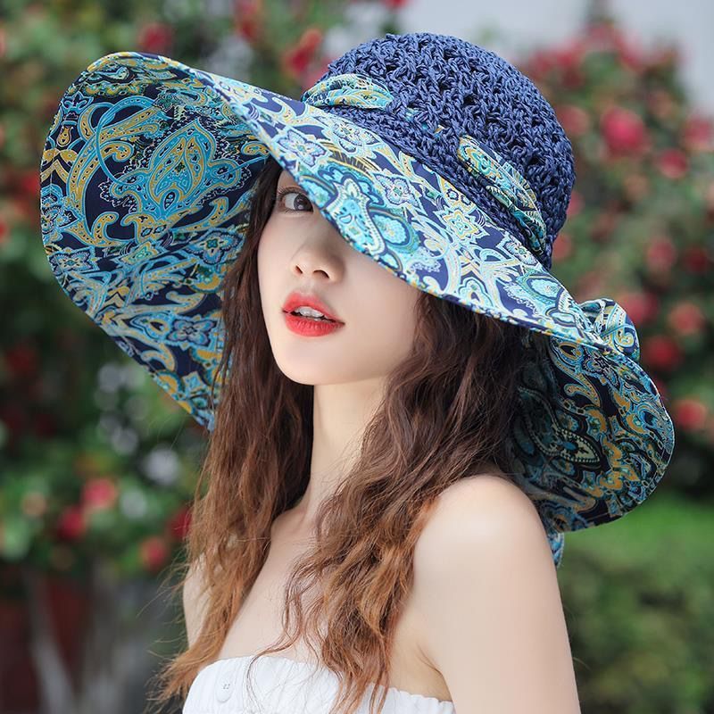 Versión coreana de verano para niños, versátil, resistente, sombrilla de playa de borde, sombrero de hierba, sombrero de viaje_voghion.com