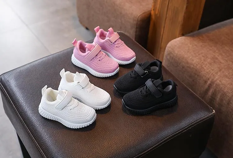 Scarpe da tennis per bambini piccoli, da infilare, per ragazze e ragazzi, sportive, da corsa, in rete con suola morbida, per bambini, rosa, nero, bianco_voghion.com