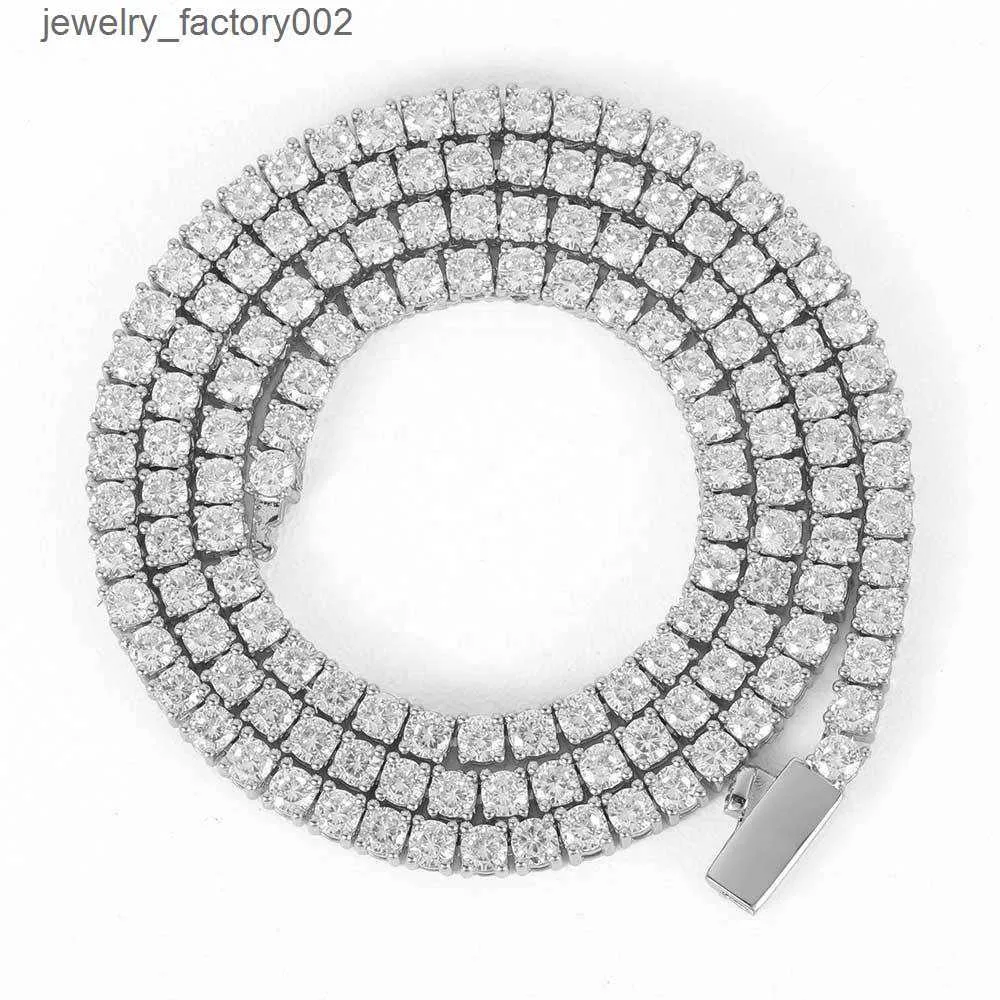 Collana da tennis in moissanite e zircone VVS con catena in acciaio e oro con diamanti da 3 mm, 4 mm e 5 mm_voghion.com