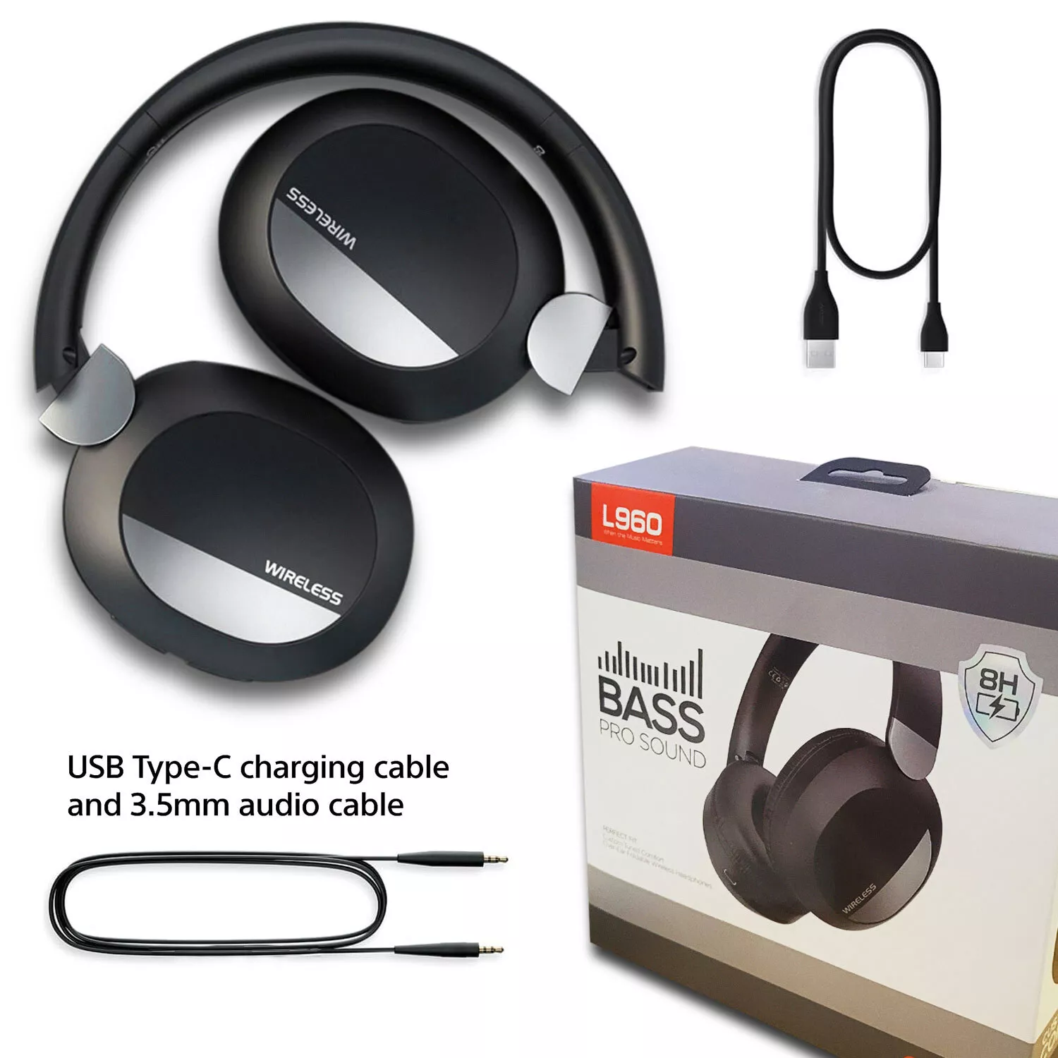 Wireless Bluetooth 5.3 Headphones Foldable Stereo Earphones Headset Mic Over-Ear_voghion.com