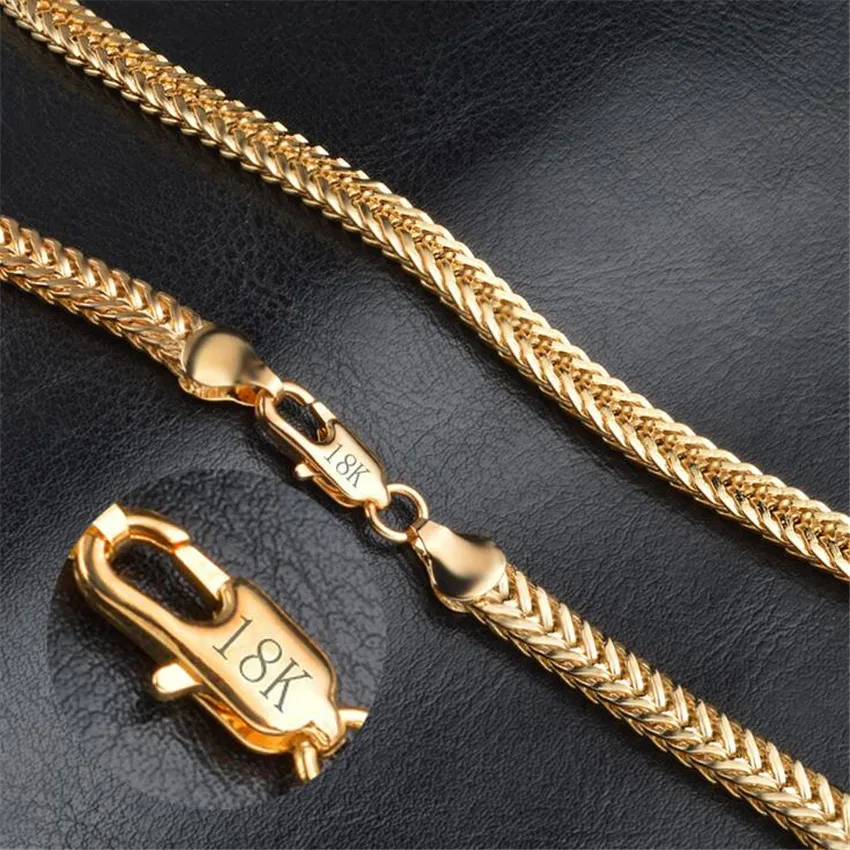 Chaînes Collier Chaîne en Or Bijoux Fantaisie 18 K 6MM 50CM 20 Pouces Hommes Motif Géométrique Chaîne SerpentChaînes Sidn22_voghion.com
