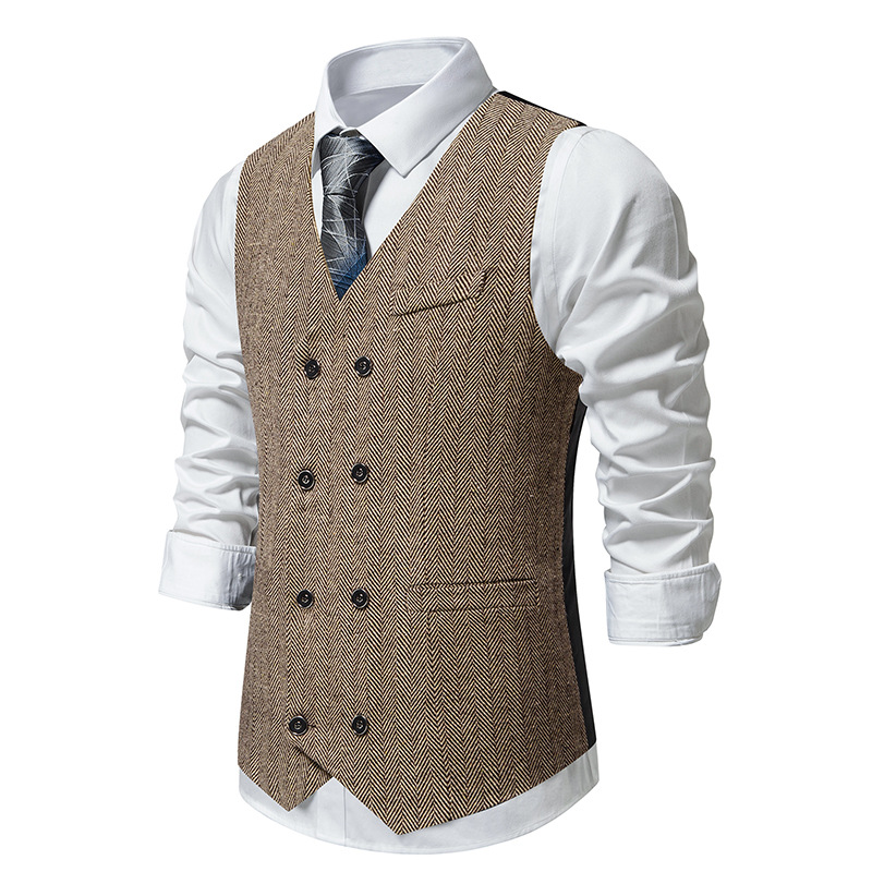 Vintage double-breasted tank top for men_voghion.com