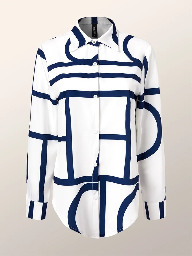 Chemise ample grande taille pour femme, haut imprimé, chemise à manches longues_voghion.com