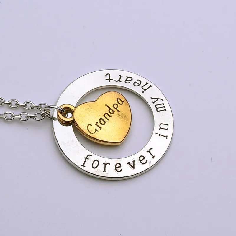 Collier avec pendentif « Forever In My Heart » - Lettre - Membre de la famille - Grand-père, oncle, tante, maman, papa - Bijoux tendance pour femmes - 2572_voghion.com