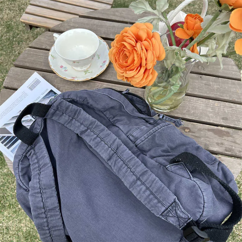 Vintage platneni ruksak za žene s patentnim zatvaračem, ležeran, srednjeg kapaciteta, u preppy stilu, ženski, Ba241031_voghion.com