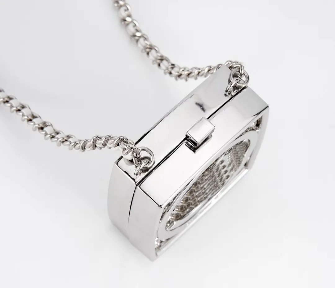 Höchste Qualität Top Designer Schmuck Box Tasche Silber Hardware mit Dia Innenspiegel Make-up Metall Hasp Ketten Schulter Frauen_voghion.com