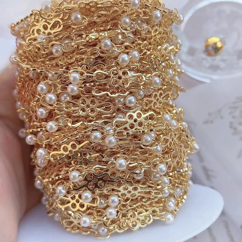 Ketten 3 Meter elegante Kette Zubehör Link winzige Perlen DIY Schmuck Böhmen 70088_voghion.com