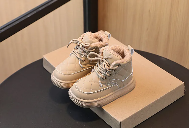 2025 Moda Plaid Autunno Bambina Scarpe Ragazzi Caviglia Flessibile Fondo Spesso Bambini Stivali da Neve Littlesprouts Nuovi Bambini_voghion.com