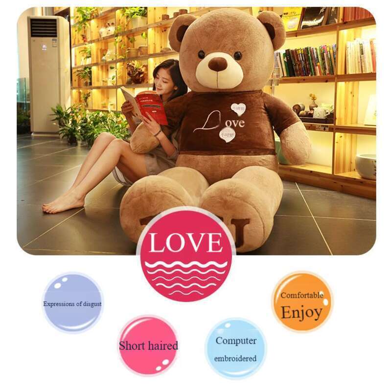 Brinquedo de pelúcia, grande e fofo urso dormindo com abraço, presente de aniversário para meninas_voghion.com