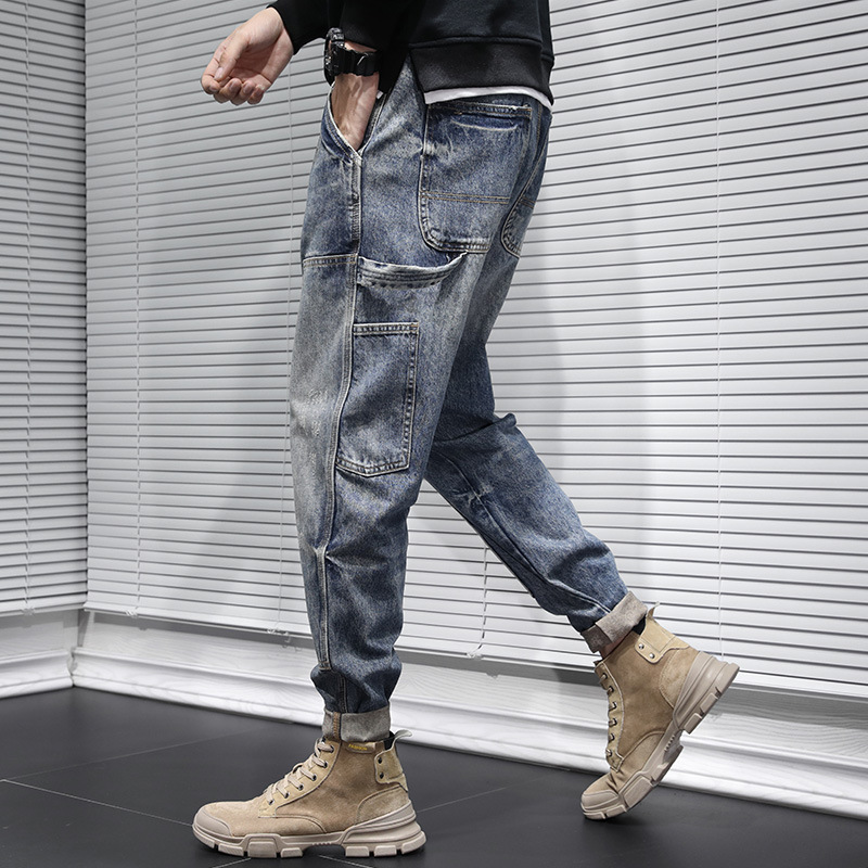 Men’s Clothing Autumn And Winter Brand Workwear Jeans For Men Style Loose Large Size Retro Slim Harem Straight Pants