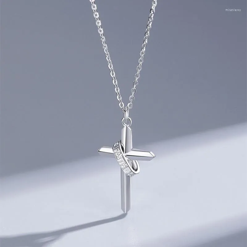 Pendant Necklaces Arrival The Power Of Faith Cross Necklace For Men Sier Color Copper Colar Masculino Drop_voghion.com