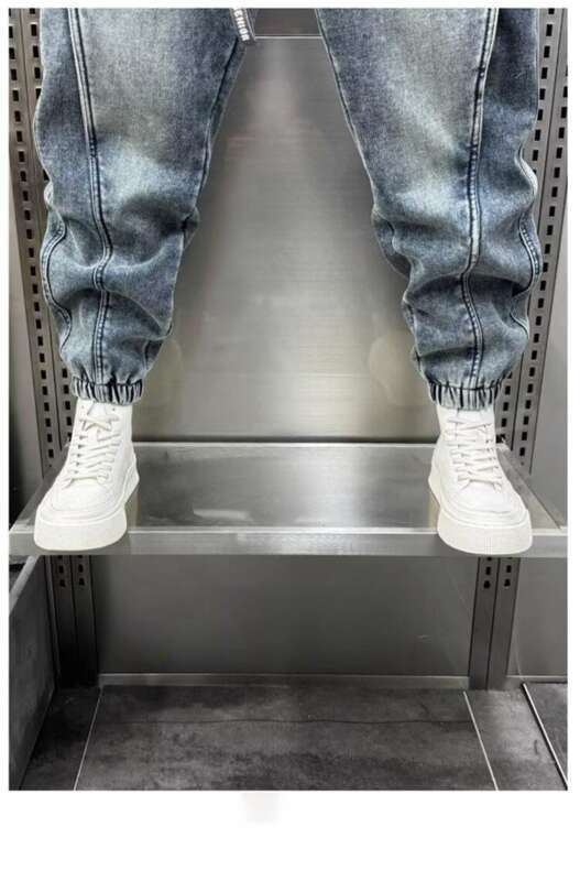 Washed Blue Jeans For Men, Durable Spring Summer Fashion Brand, Loose Ankle Tied, Harem Pants, Rugged And Stylish, With_mkmklike.com
