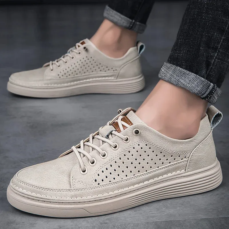 Abnkarwin Homens Couro Casual Sapatos Baixos Clássico Moda Primavera Verão Outono Inverno Tamanho Grande 47 240702_voghion.com