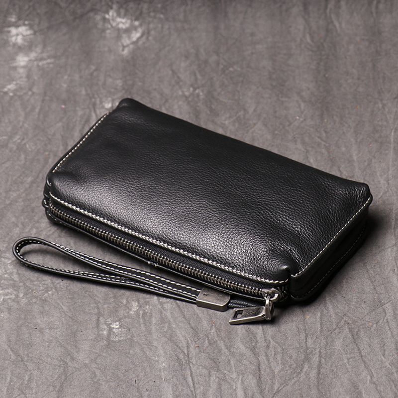 Hochwertige neue Herrenhandtasche Leder, lange Geldbörse weichem Leder für Damen, modische Handytasche aus Rindsleder,_voghion.com
