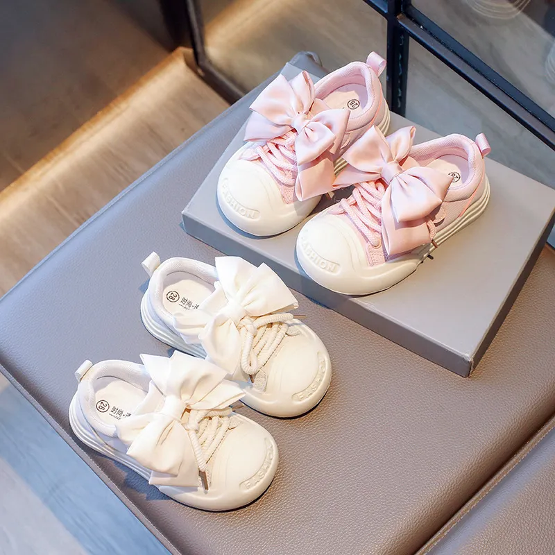 Girls Sport with Butterfly Knots Children Toddler Non-slip Thick Bottom Cutefeet Sneakers Kids Hook and Loop Casual_voghion.com