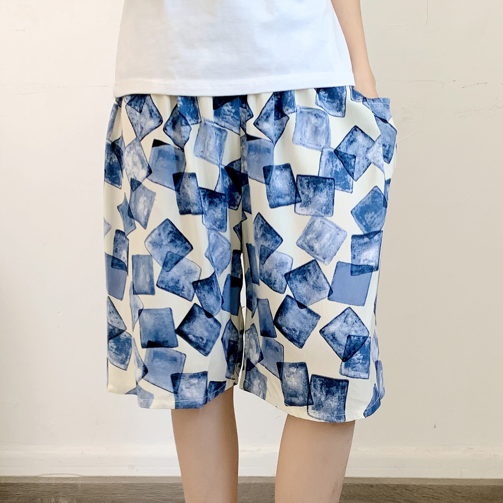 Men's Sleep Cotton pajama pants Thin rayon shorts Baggy plus quarter pants beach pants_voghion.com