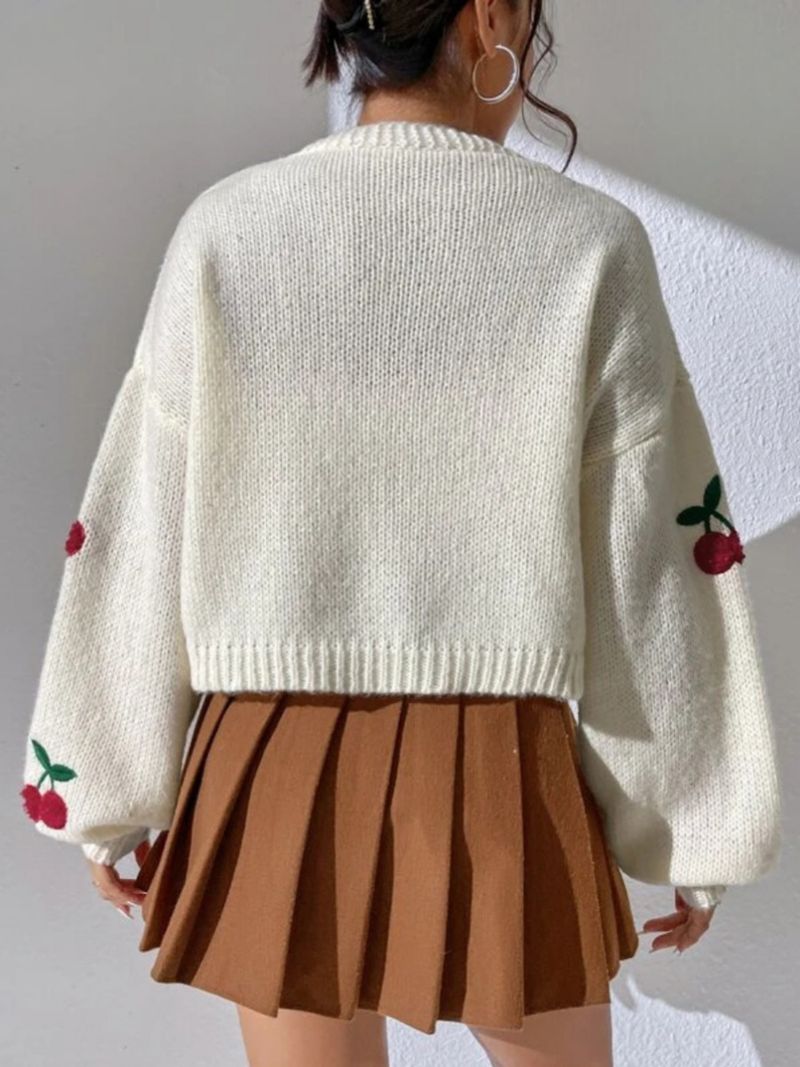 Abbigliamento da donna maglione ricamato senza bottoni capospalla casual ampio cardigan lavorato a maglia da donna_voghion.com