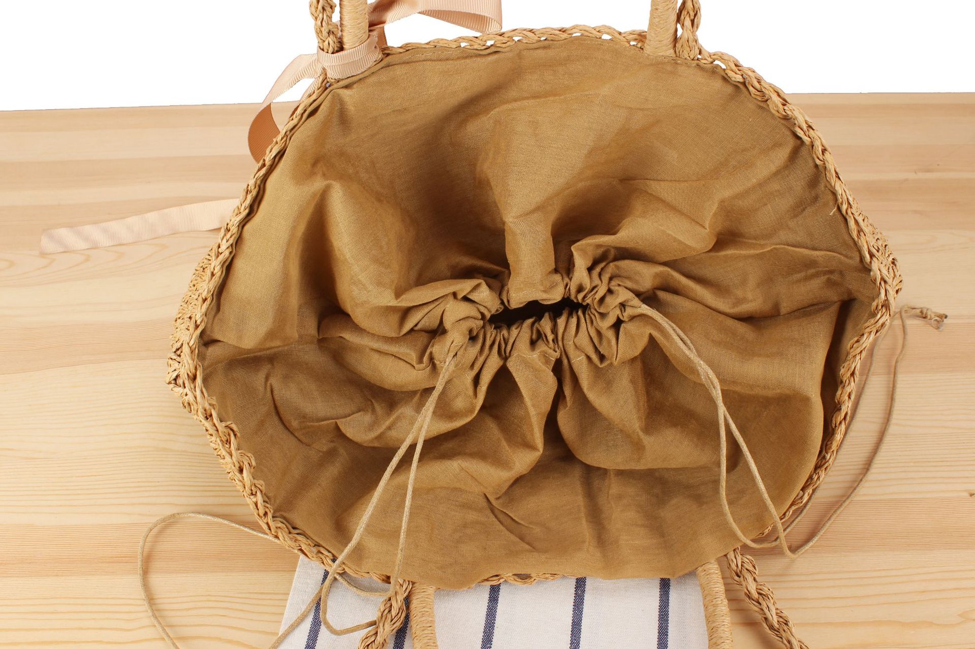 Borsa da spiaggia in stile pastorale con tracolla singola in paglia da donna_voghion.com