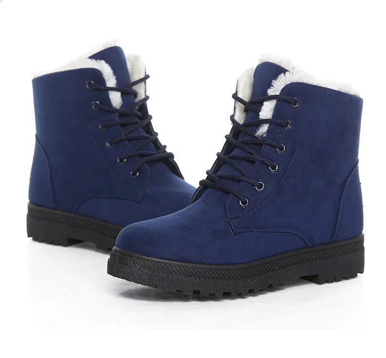 Botas de nieve con pelo mujer estilo coreano botines invierno_voghion.com