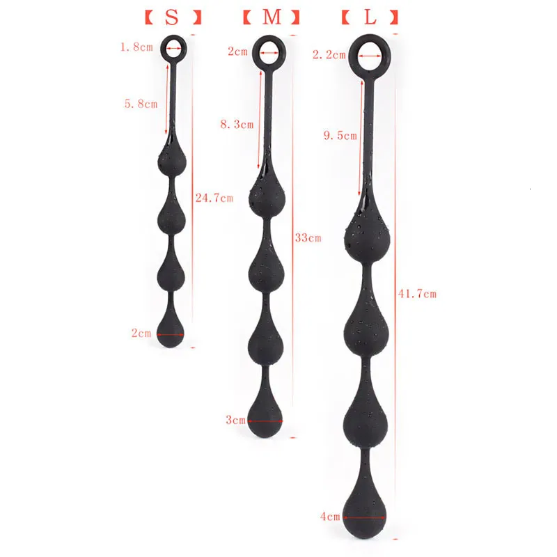 Juguetes anales de silicona con cuentas grandes, tapón sexual largo, anales, bolas, dilatador de ano, extensor, masajeador de próstata para Gay M_voghion.com