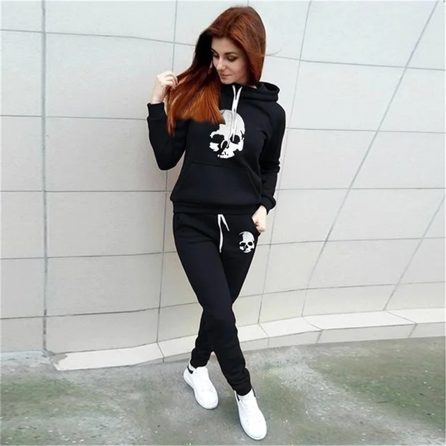 Ensemble de survêtement à capuche et pantalon de survêtement pour femme, tenue de sport tendance, jogging, survêtement_voghion.com