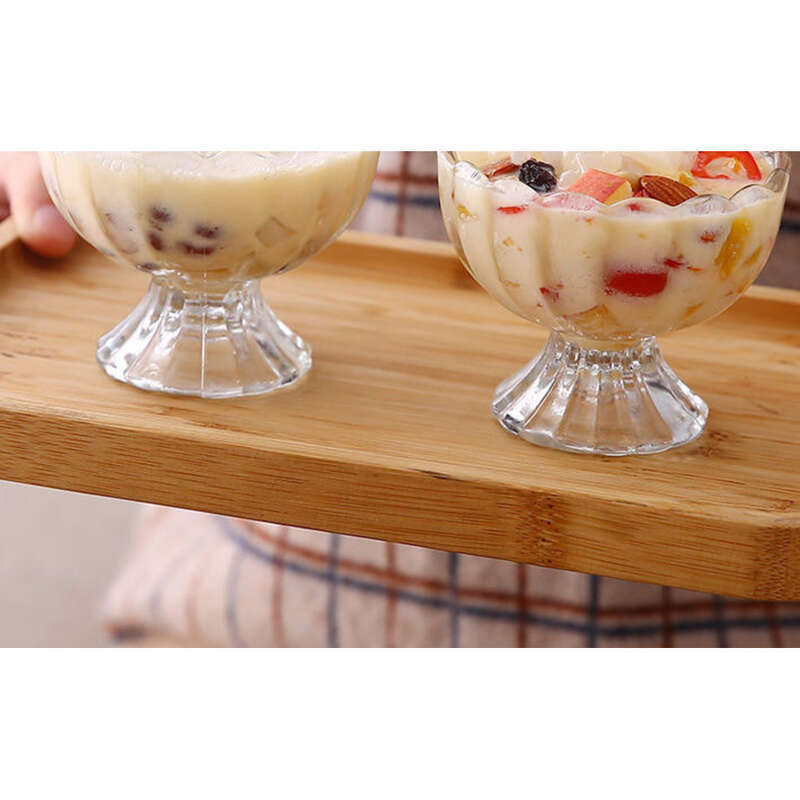 Ciotola per gelato e dessert in vetro alto a forma di palla singola, tazze da tè al latte con frullato_voghion.com