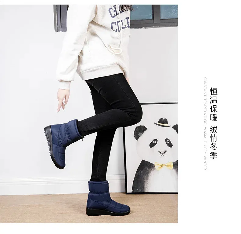 Platform Waterproof Snow Women Winter Thick Plush Ankle Boots Woman Non Slip Warm Cotton Padded Shoes Ladies 240820_voghion.com