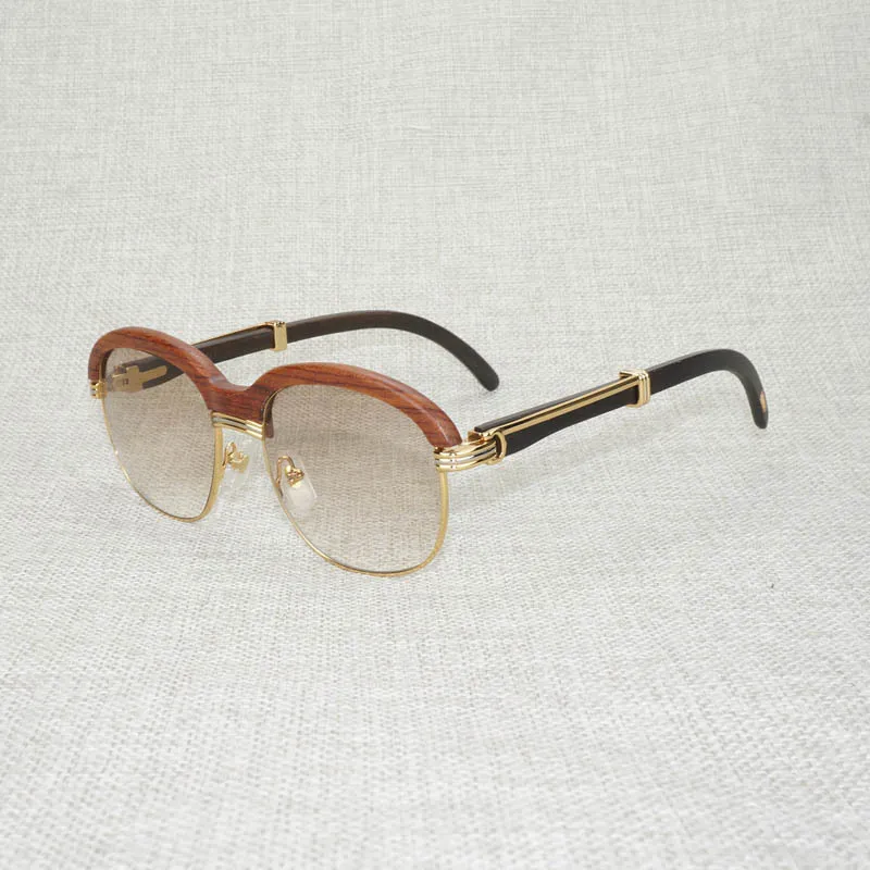 Gafas de sol redondas vintage para hombre y mujer con marco de madera_voghion.com