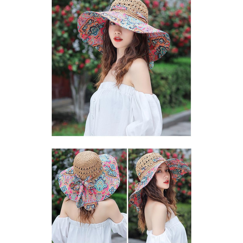 Versión coreana de verano para niños, versátil, resistente, sombrilla de playa de borde, sombrero de hierba, sombrero de viaje_voghion.com