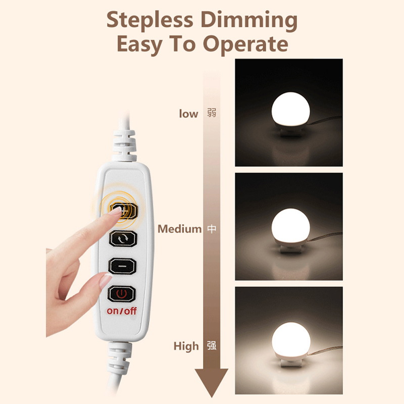 LED Make-up Spigel Luucht Hollywood Vanity Spigel Luucht Ofnehmbar 3 Faarwen USB Dimmbar LED Buedzëmmer Make-up Dëscher Kleederschaf Luuchten_voghion.com