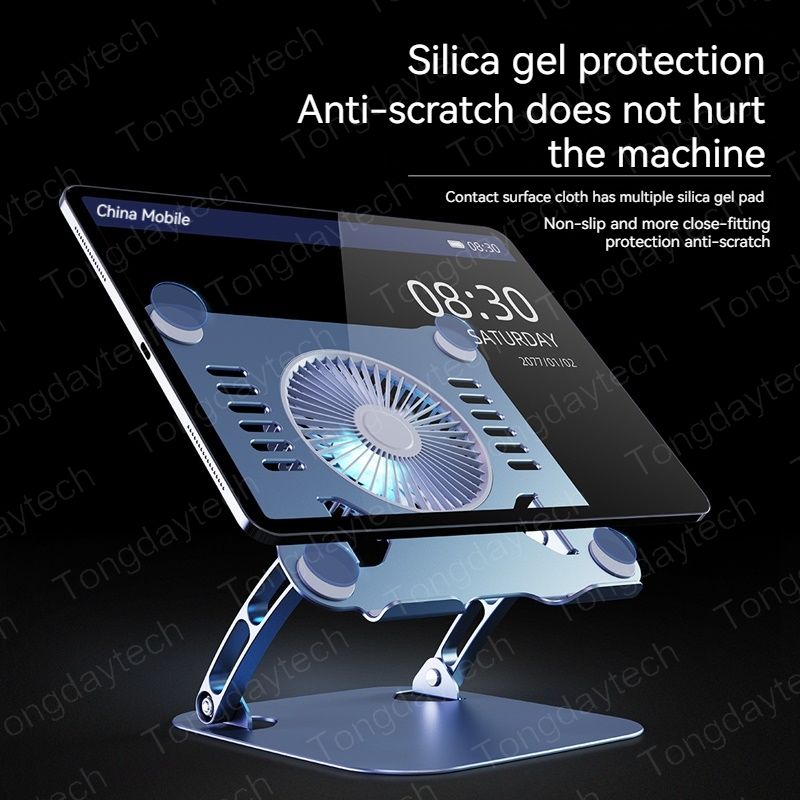 Supporto universale per tablet in lega, supporto da scrivania regolabile, ventola di raffreddamento, supporto pieghevole per notebook per iPad Pro 12.9, laptop 15.9_voghion.com