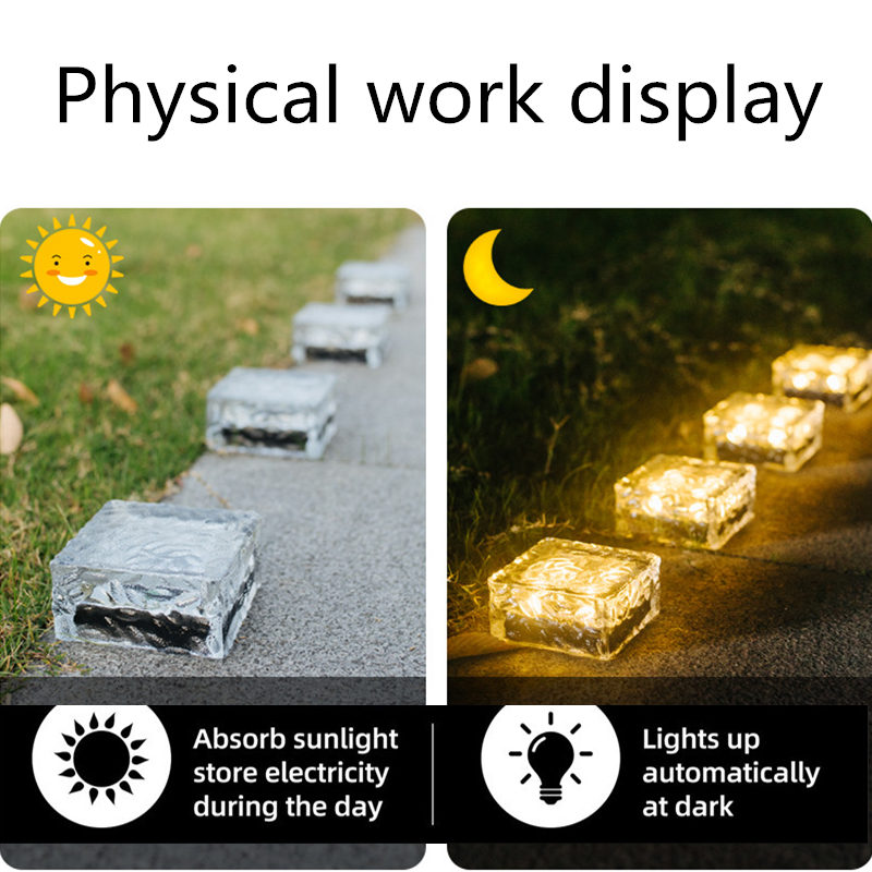 1/4LED Solar Ziegel Eiswürfel Lichter Wasserdichte Pflaster Landschaft Pfad Lichter Lampe für Garten Dekoration Outdoor Weihnachten Lichter_voghion.com
