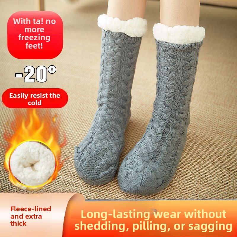 Ladies Autumn And Winter Velvet Thickened Medium Tube Socks Floor Socks Home Comfort Socks Sleep Christmas Socks Carpet Socks