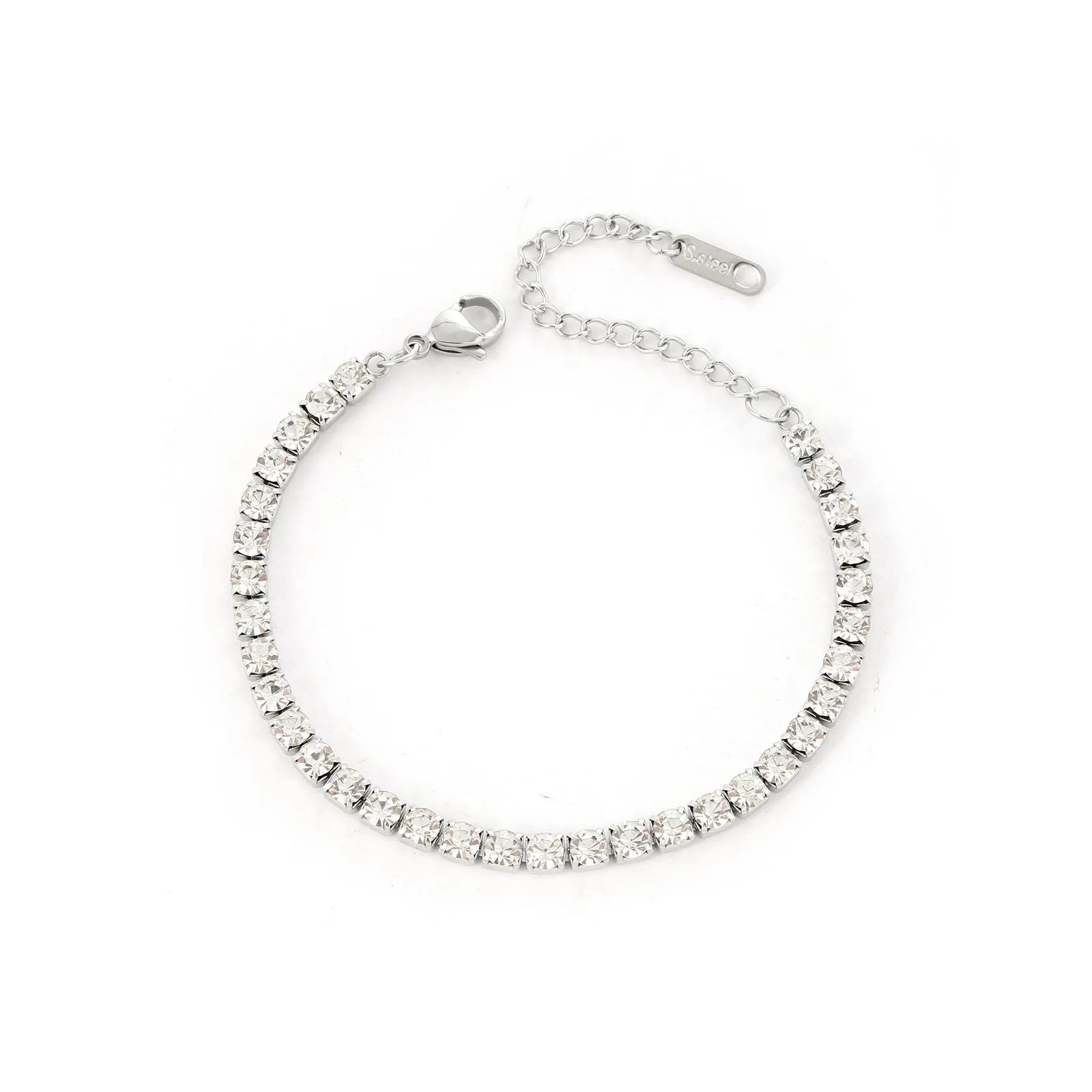 Adjustable 4mm Iced Out VVS Moissanite Dia Fashion Stainless Steel Zircon Tennis Bracelets CZ For Women 2024_voghion.com