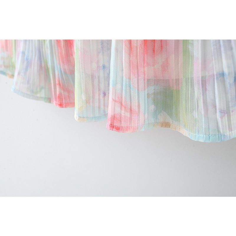 Baby Girl Dress Rose Printed Chiffon Bow Sling Dress Cute Baby Clothes_voghion.com