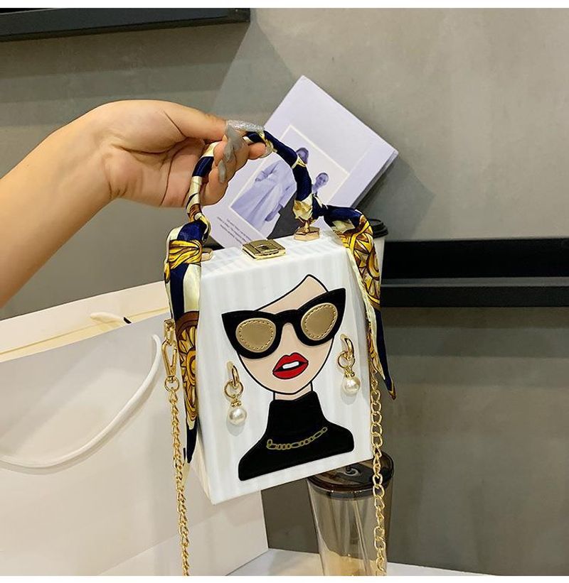 2023 grenzüberschreitende neue Box-Dinner-Tasche personalisierte Nischen-Graffiti-Handytasche Retro-Kette Handytasche_voghion.com