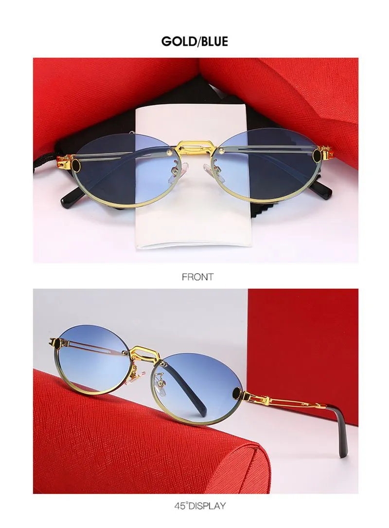 Trendy Oval Metall Vollrahmen Sonnenbrille Mode Ins Net Rot Gleiche Männer Frauen Freizeit Tourismus Fahrer Anti UV Designer_voghion.com