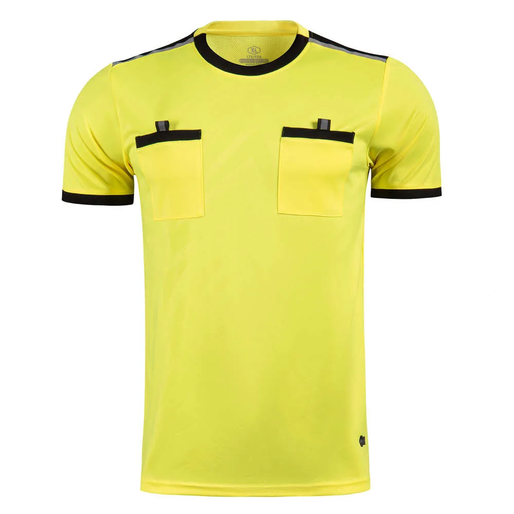 2025 Professionele Heren Scheidsrechter Uniformen Voetbal Voetbalshirts Shirts Zakken Rechter Korte Mouw Teamshirt Sportkleding_voghion.com