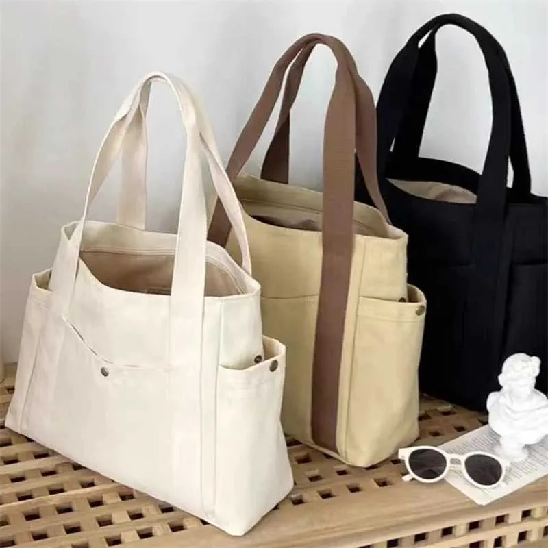 Borsa a tracolla in tela di grande capacità per il lavoro, per studenti, per vestiti e libri, in stile universitario, nuova Y241011_voghion.com