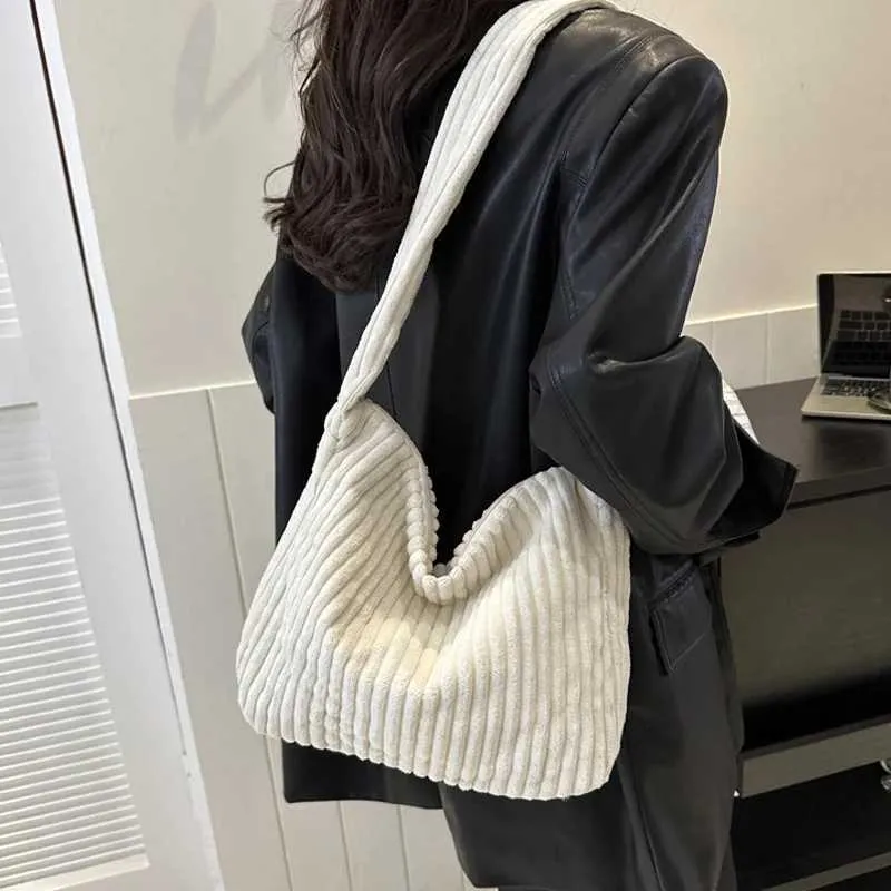 Borsa da designer Design semplice Borsa a tracolla in velluto a coste tinta unita Portafoglio e borsa a mano casual da donna_voghion.com