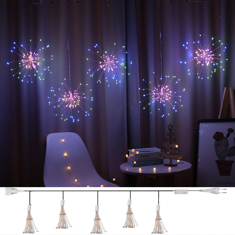 Karácsonyi füzér tűzijáték tündérfények 3M 500LEDs füzér függöny LED-es fényfüzér karácsonyra és újévre hálószoba dekoráció világítás_voghion.com