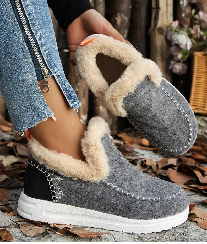 Fodrade ankelboots för damer varma vinterkängor för snö_voghion.com