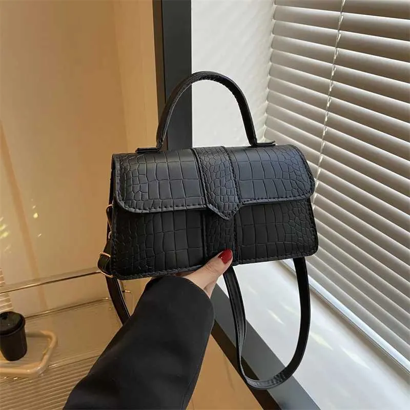Borsa a tracolla in pelle PU per donna - Borsa a tracolla alla moda Borsa vintage da ascella Borsa quadrata (nero) C241211_voghion.com